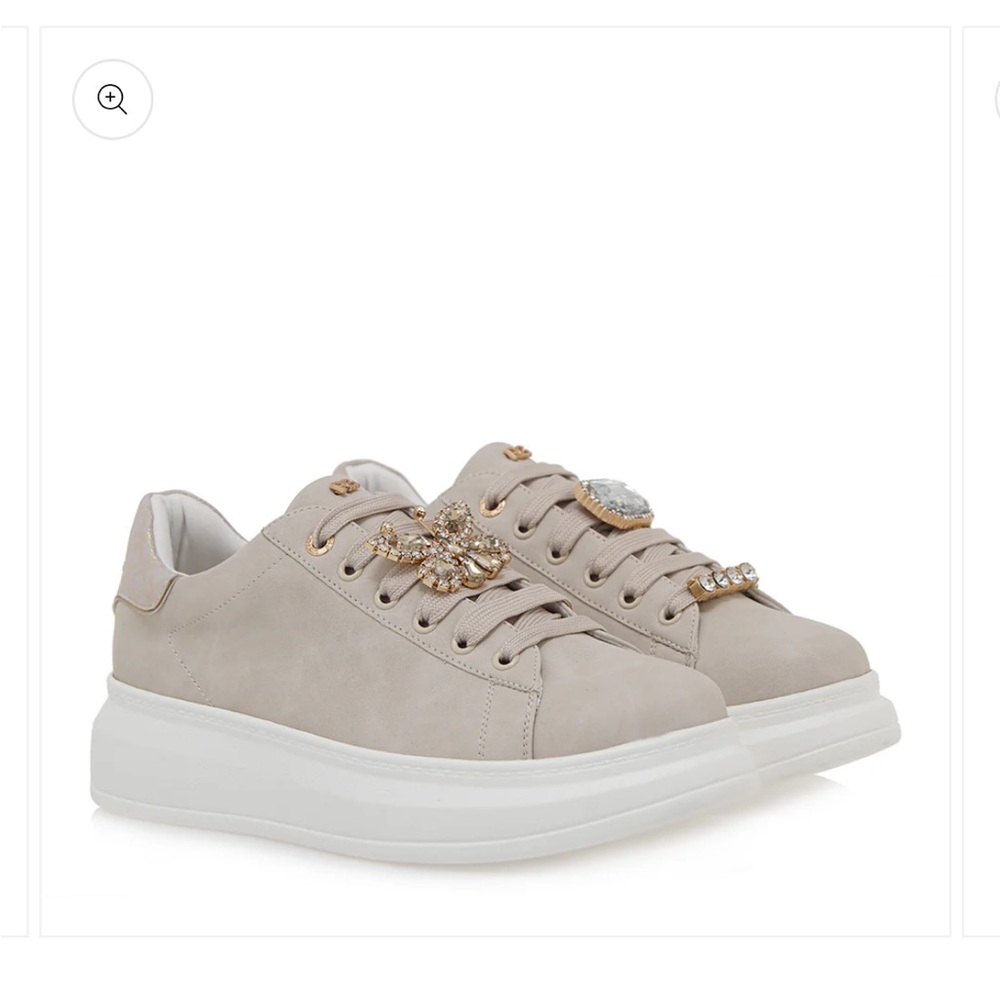Elegant Beige Women's Sneakers with Embellishments